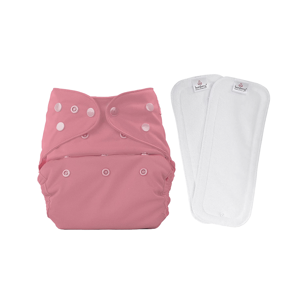 Bumberry Adjustable Reusable Cloth Diaper Cover with 2 Wet Free Insert For Babies Mauve