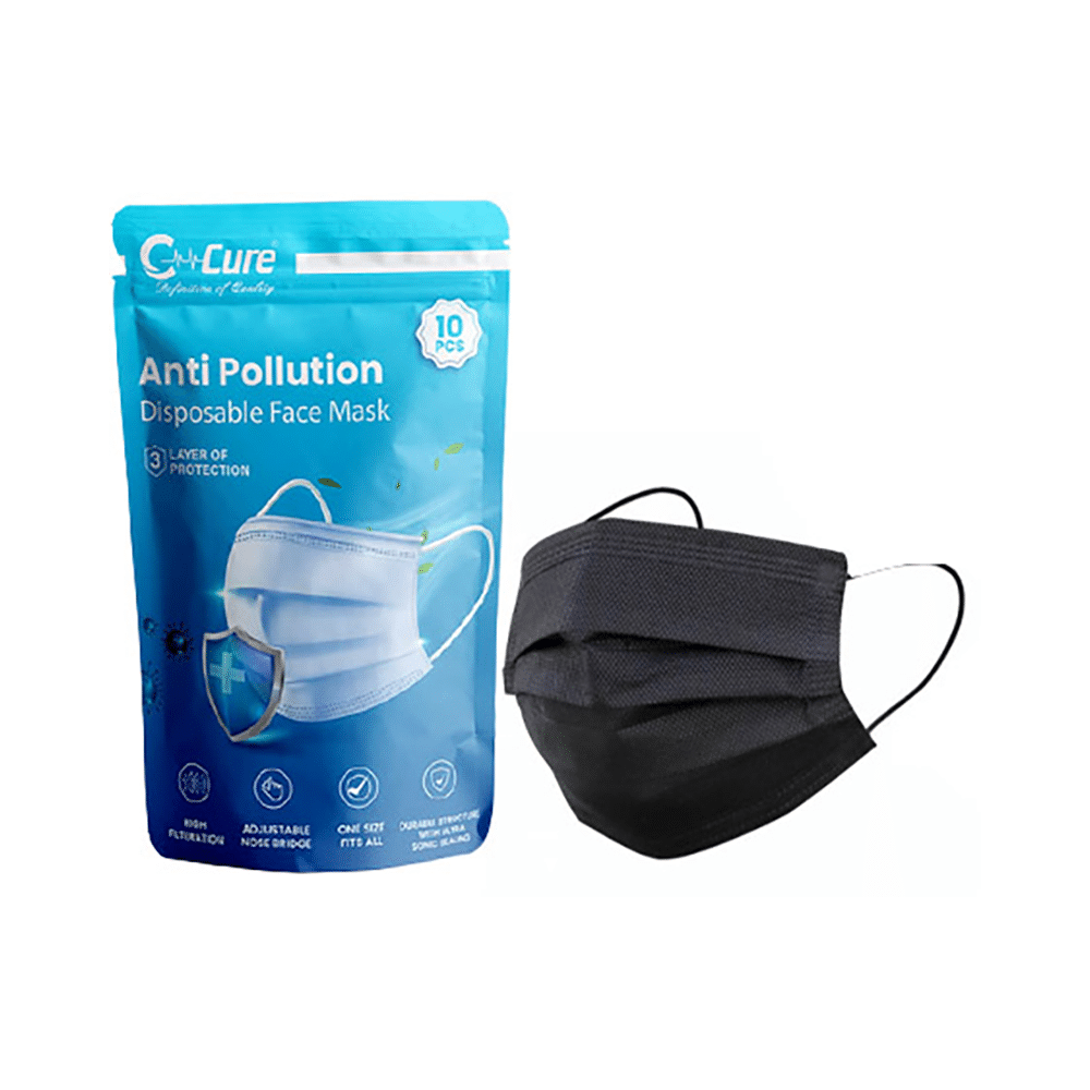 C Cure 3 Ply Anti Pollution Disposable Face Mask (10 Each) Black