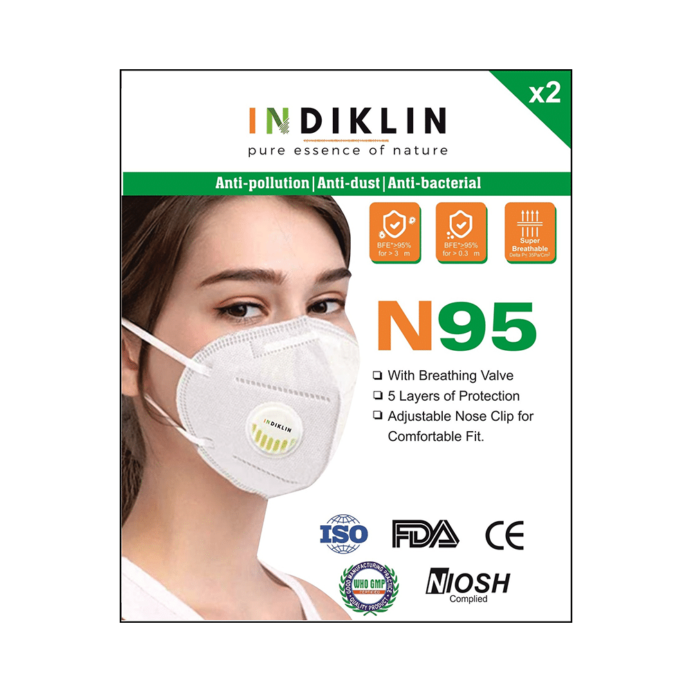 Indiklin N95 Face Mask Free Size with Breathing Valve - Image 3