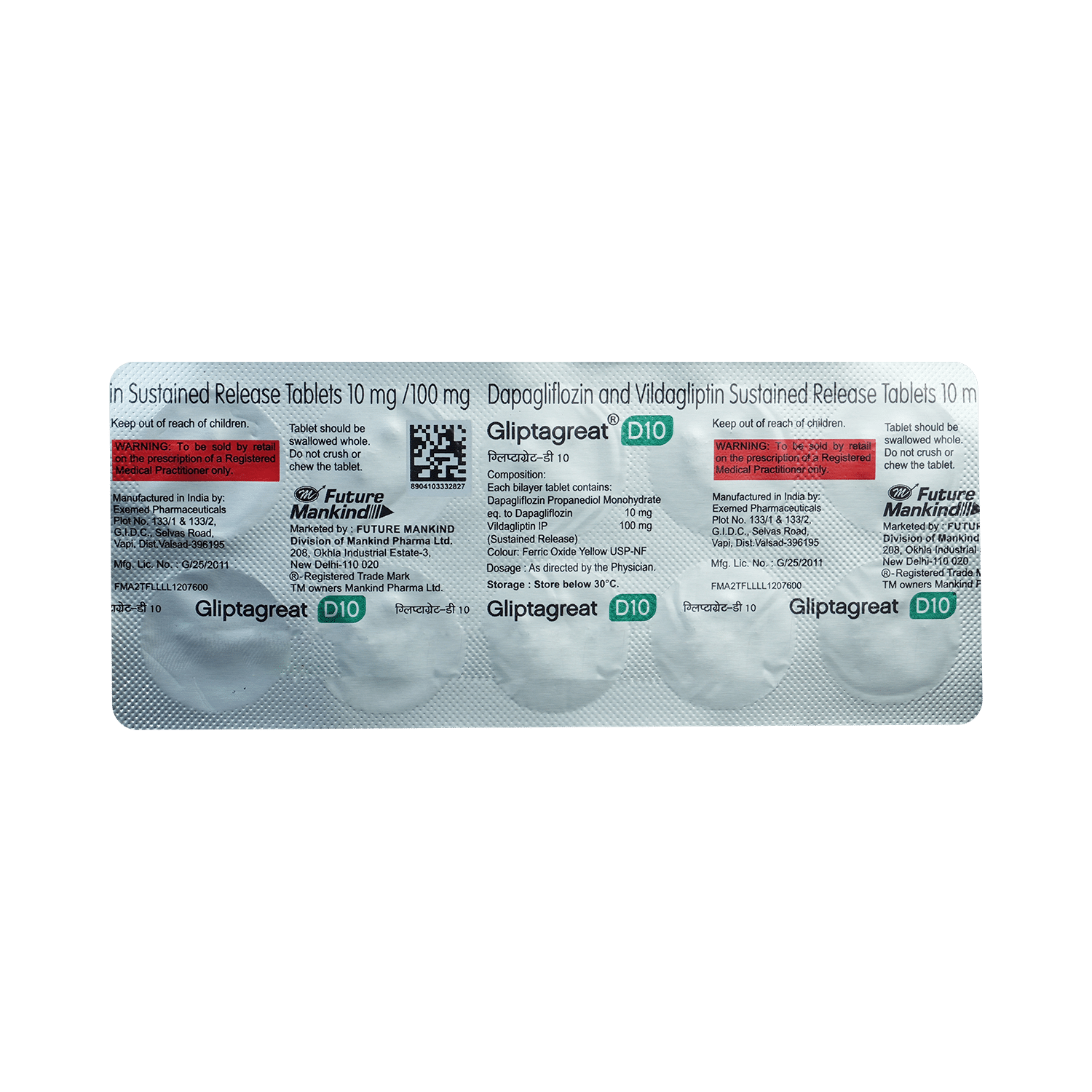Gliptagreat D 10mg/100mg Tablet - Image 5