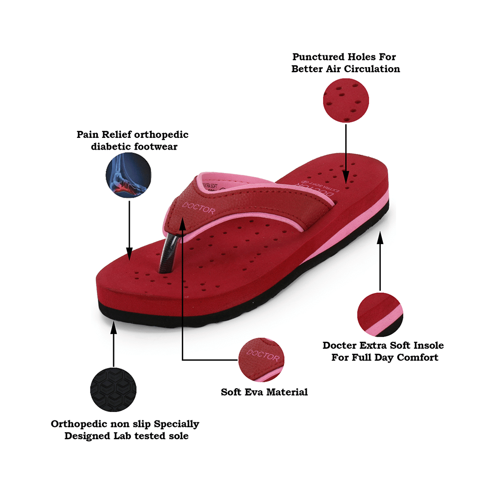 Doctor Extra Soft Ortho Care Orthopaedic Diabetic Pregnancy Comfort Flat Flipflops Slippers For Women 8 UK Pink - Image 3