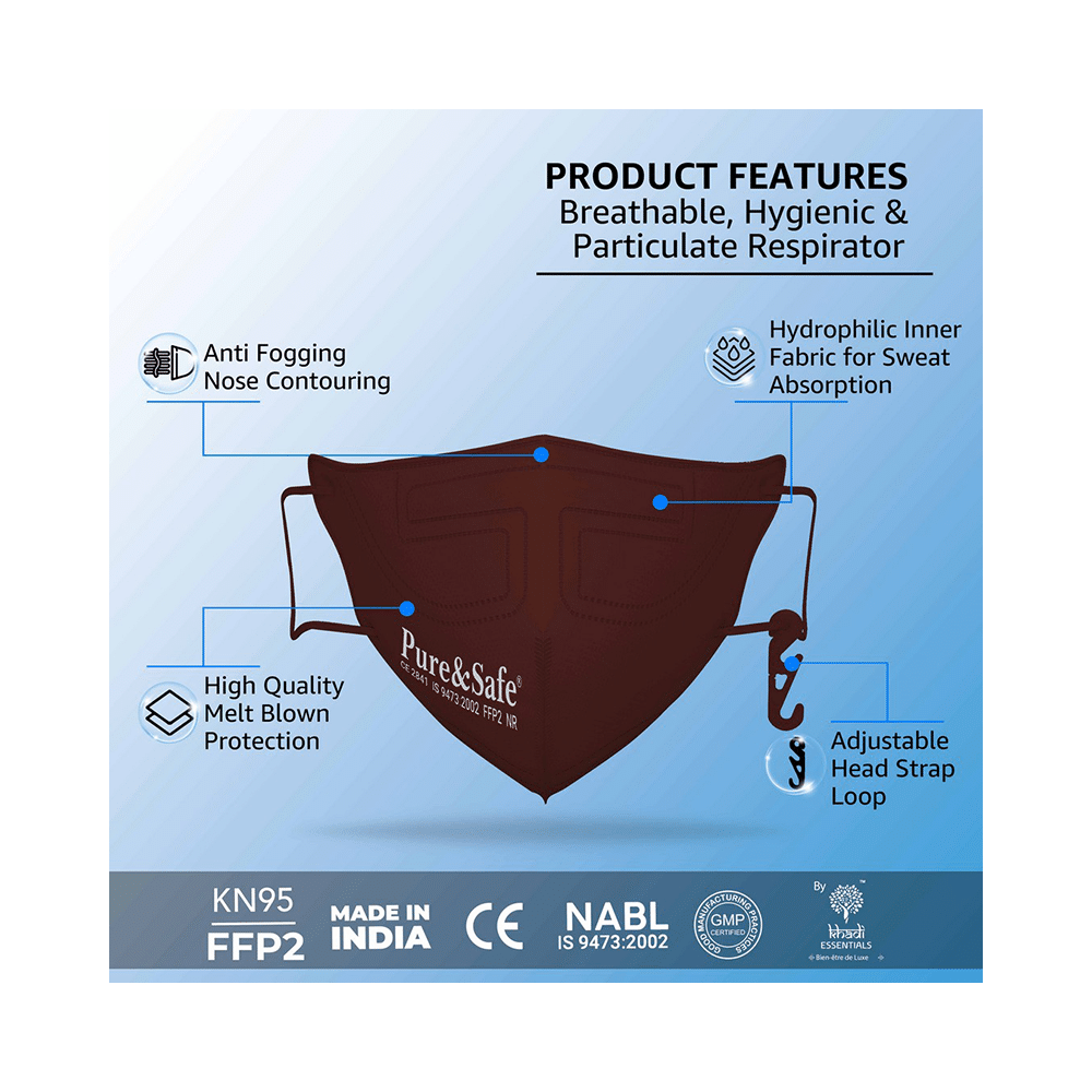 Pure & Safe Fusion Flo 5 Layer Filteration N95 Mask Brown - Image 3