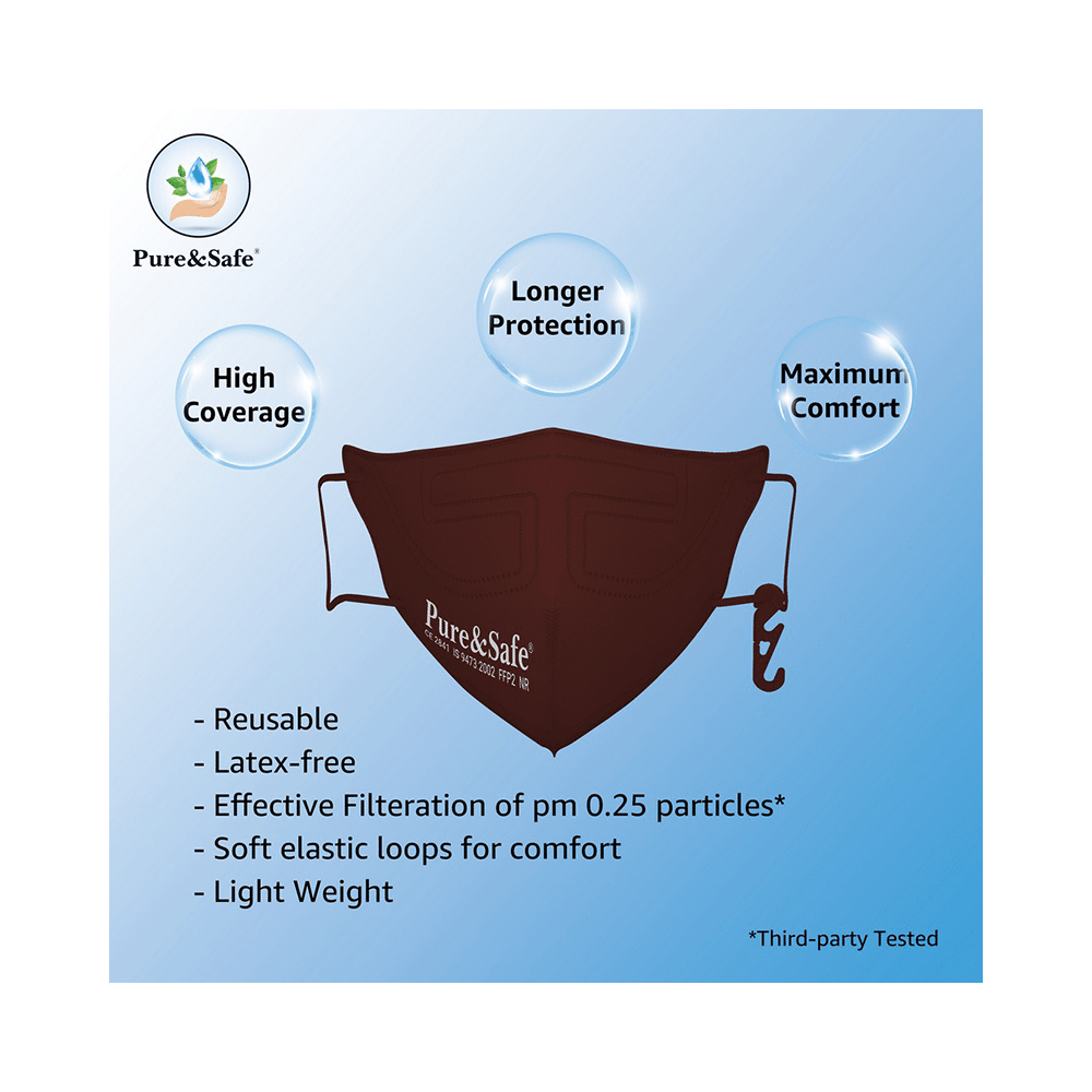 Pure & Safe Fusion Flo 5 Layer Filteration N95 Mask Brown - Image 4