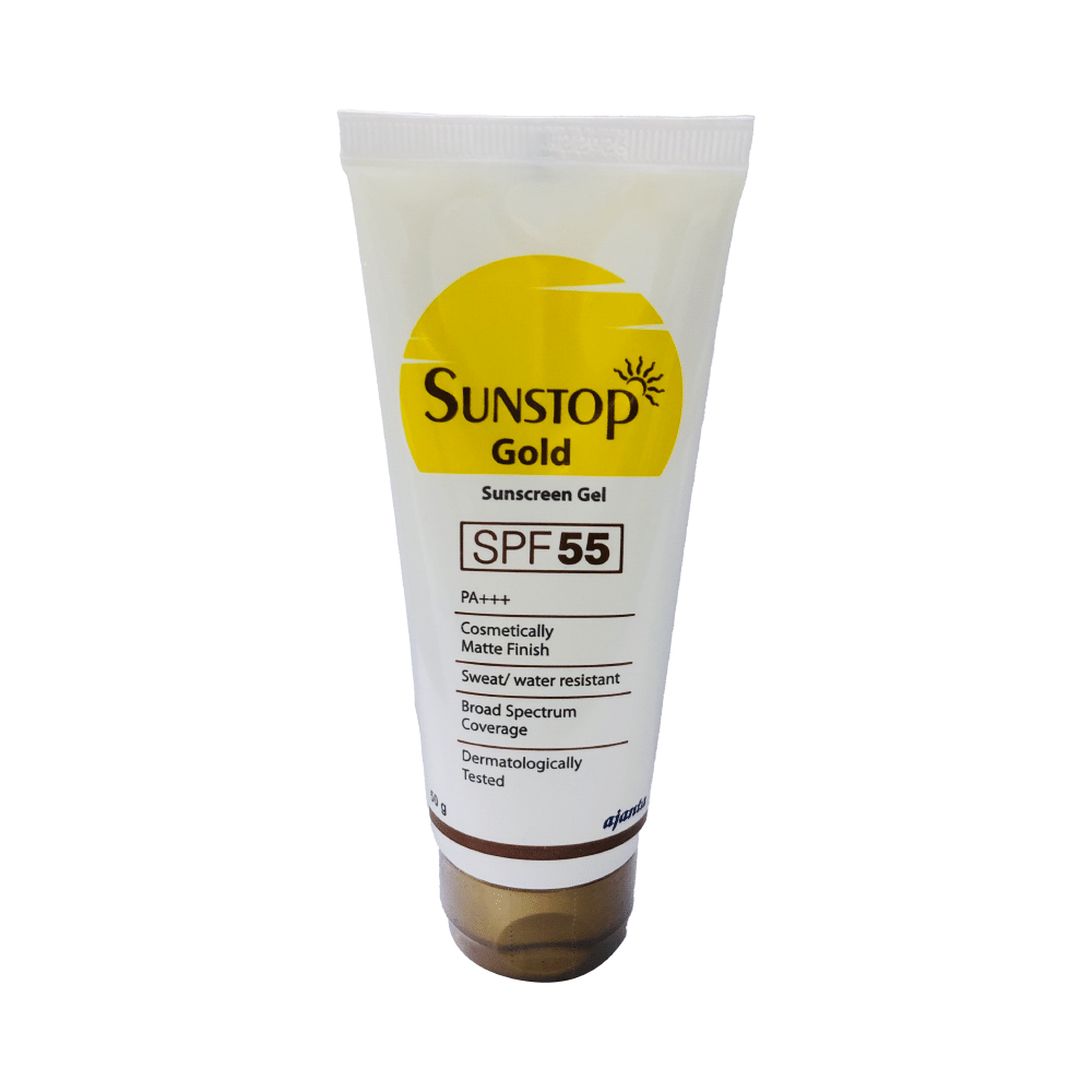 Sunstop Gold Sunscreen Gel SPF 55 PA+++ | Matte-Finish & Sweat/Water-Resistant - Image 4