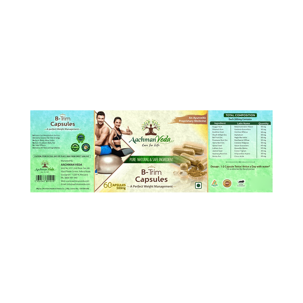 Aachman Veda A Perfect Weight Management B-Trim 500mg Capsule (60 Each) - Image 6
