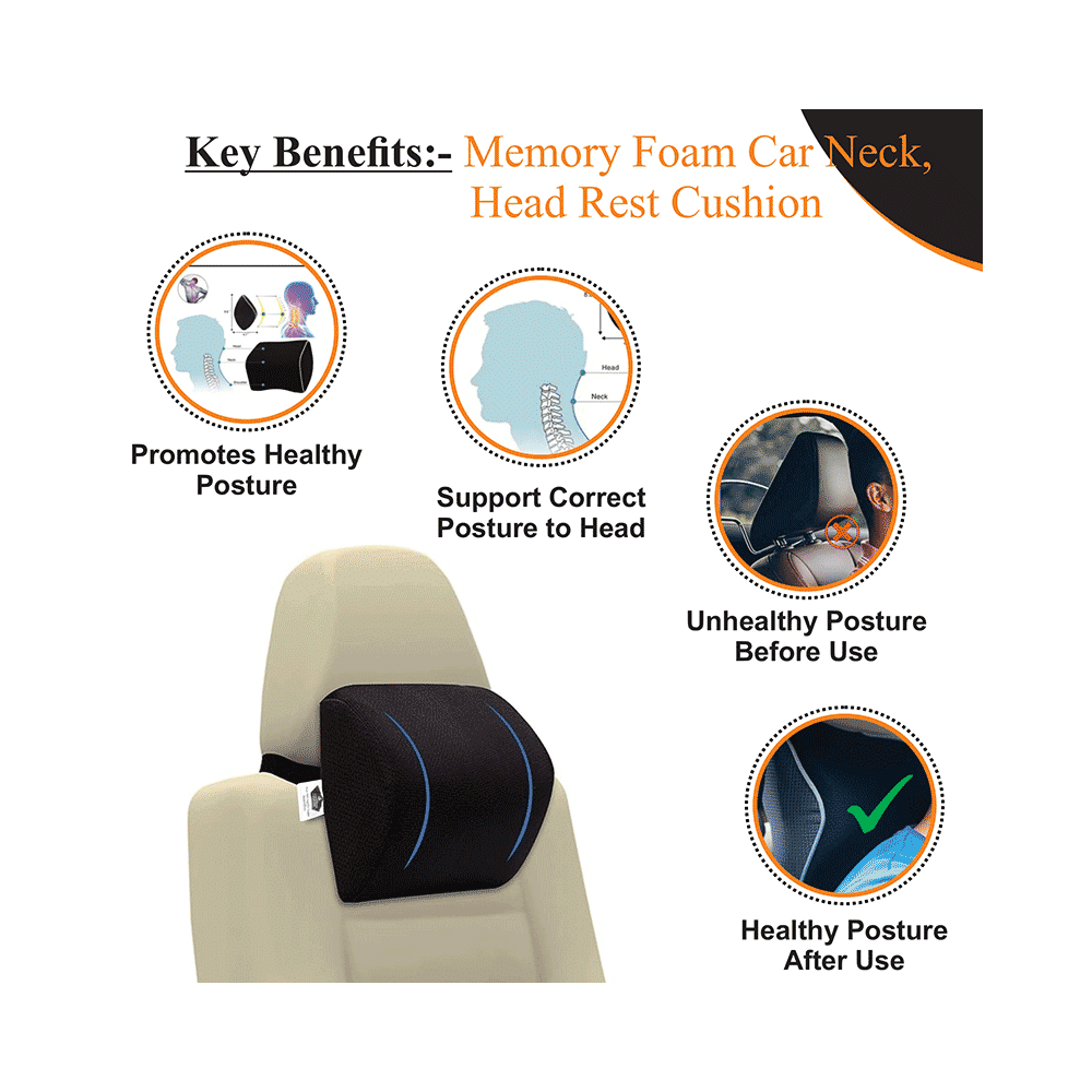 Superfine Comfort Memory Foam Car Neck & Shoulders Support & Pain Relief Pillow Black - Image 3