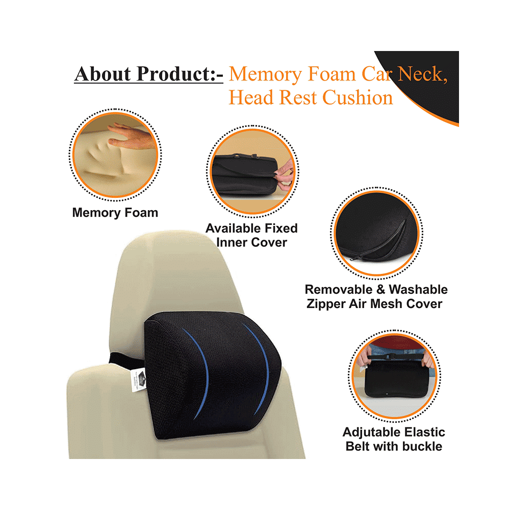 Superfine Comfort Memory Foam Car Neck & Shoulders Support & Pain Relief Pillow Black - Image 2