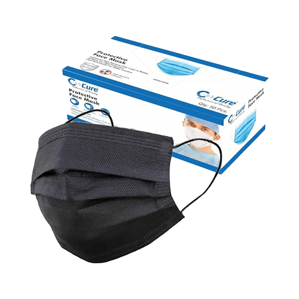 C Cure Protective Face Mask, 3 Ply Mask with Earloop (50 Each) Black - Image 4