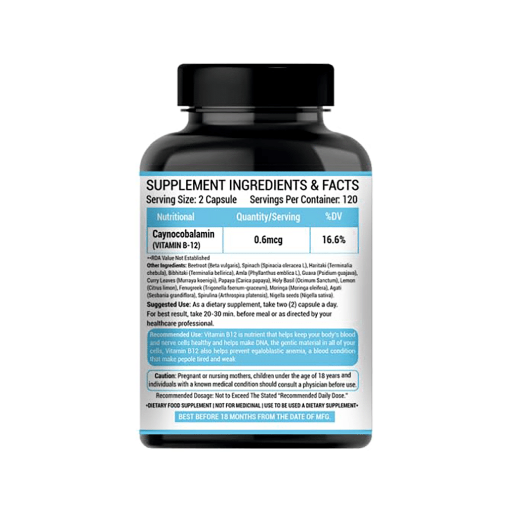 Prasatti Herbal Organic Vitamin B12 Vegetarian Capsule - Image 2