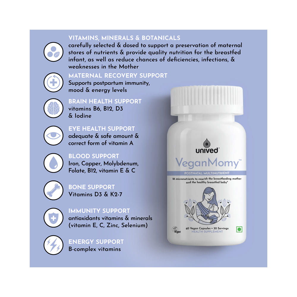 Unived Vegan Momy Postnatal Multinutrient Vegan Capsule - Image 5
