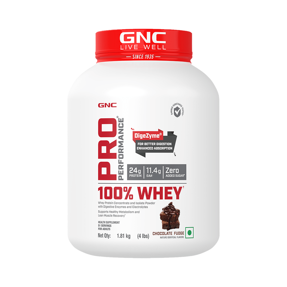 GNC Pro Performance 100% Whey Protein |  With Digestive Enzymes & Electrolytes | For Metabolism & Lean Muscles Recovery | Flavour Powder Chocolate Fudge - Image 10