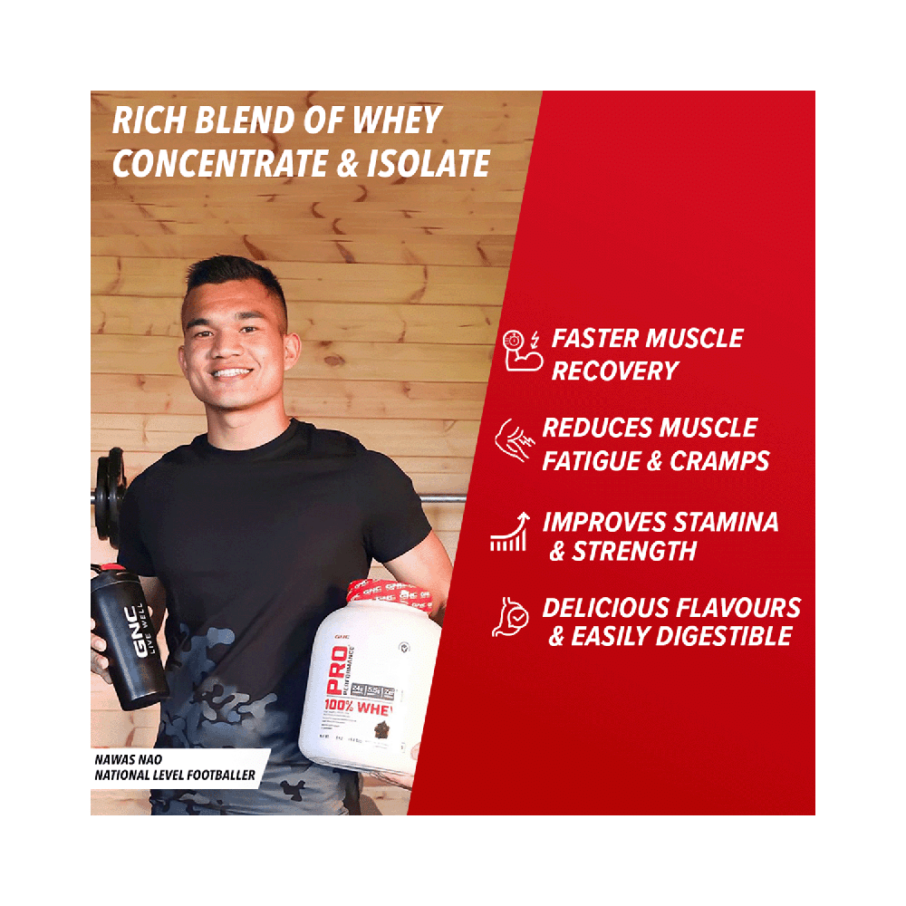 GNC Pro Performance 100% Whey Protein |  With Digestive Enzymes & Electrolytes | For Metabolism & Lean Muscles Recovery | Flavour Powder Chocolate Fudge - Image 5