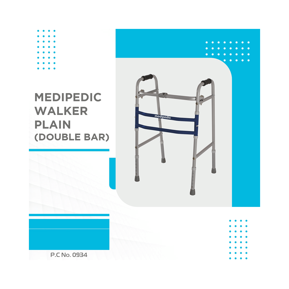 Vissco 0934 Adjustable Medipedic Walker Plain (Double Bar) Universal Grey - Image 2