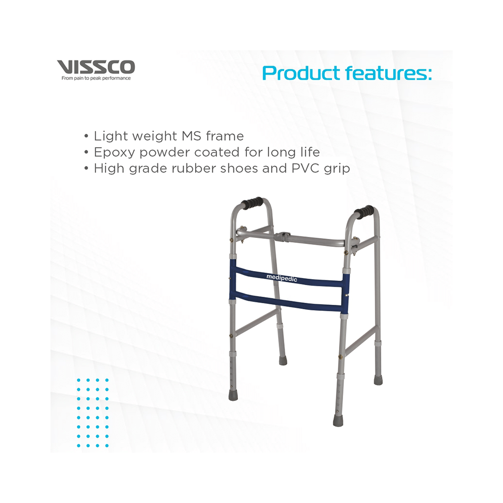 Vissco 0934 Adjustable Medipedic Walker Plain (Double Bar) Universal Grey - Image 4