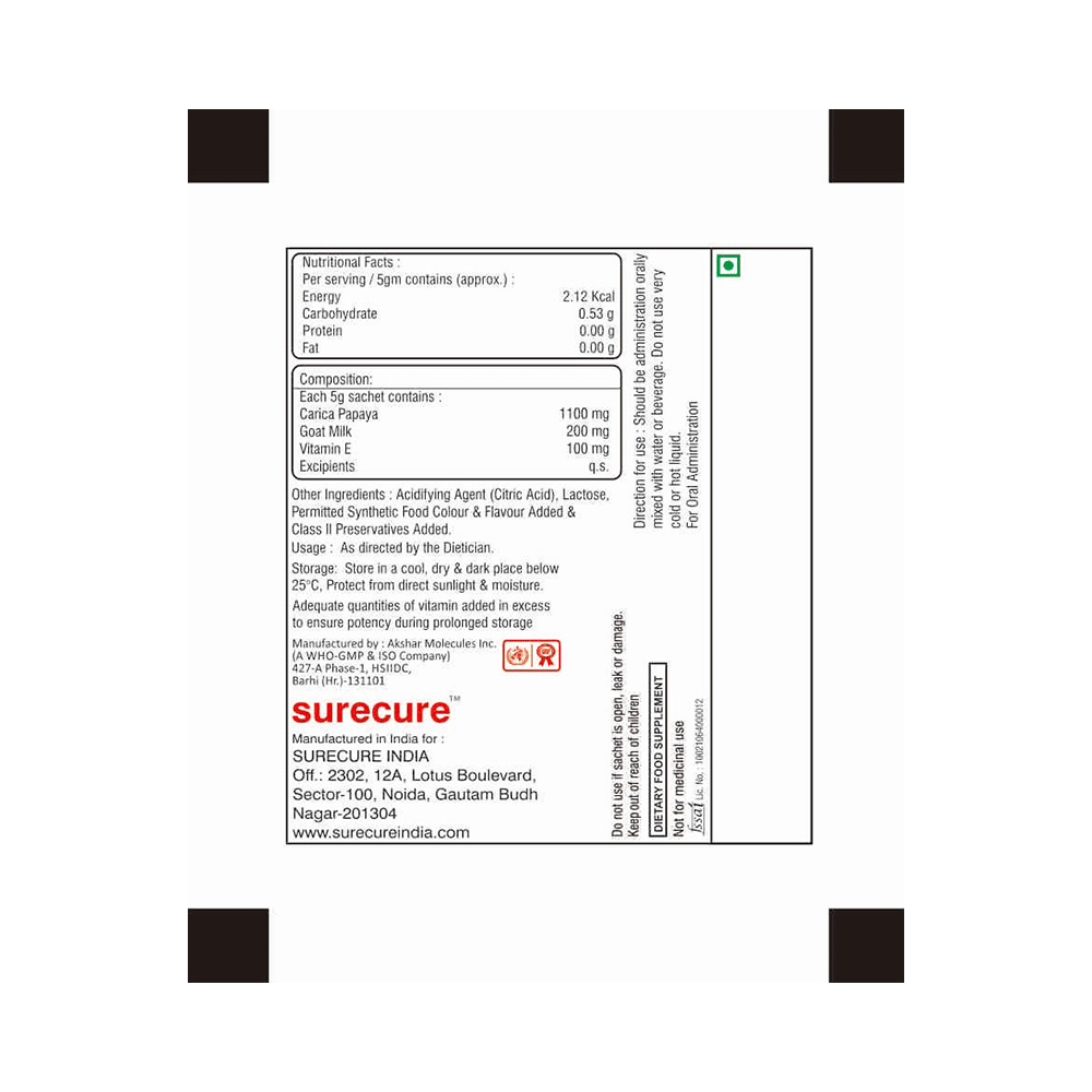 Surecure Carisure Sachet (5gm Each) Orange Sugar Free - Image 2