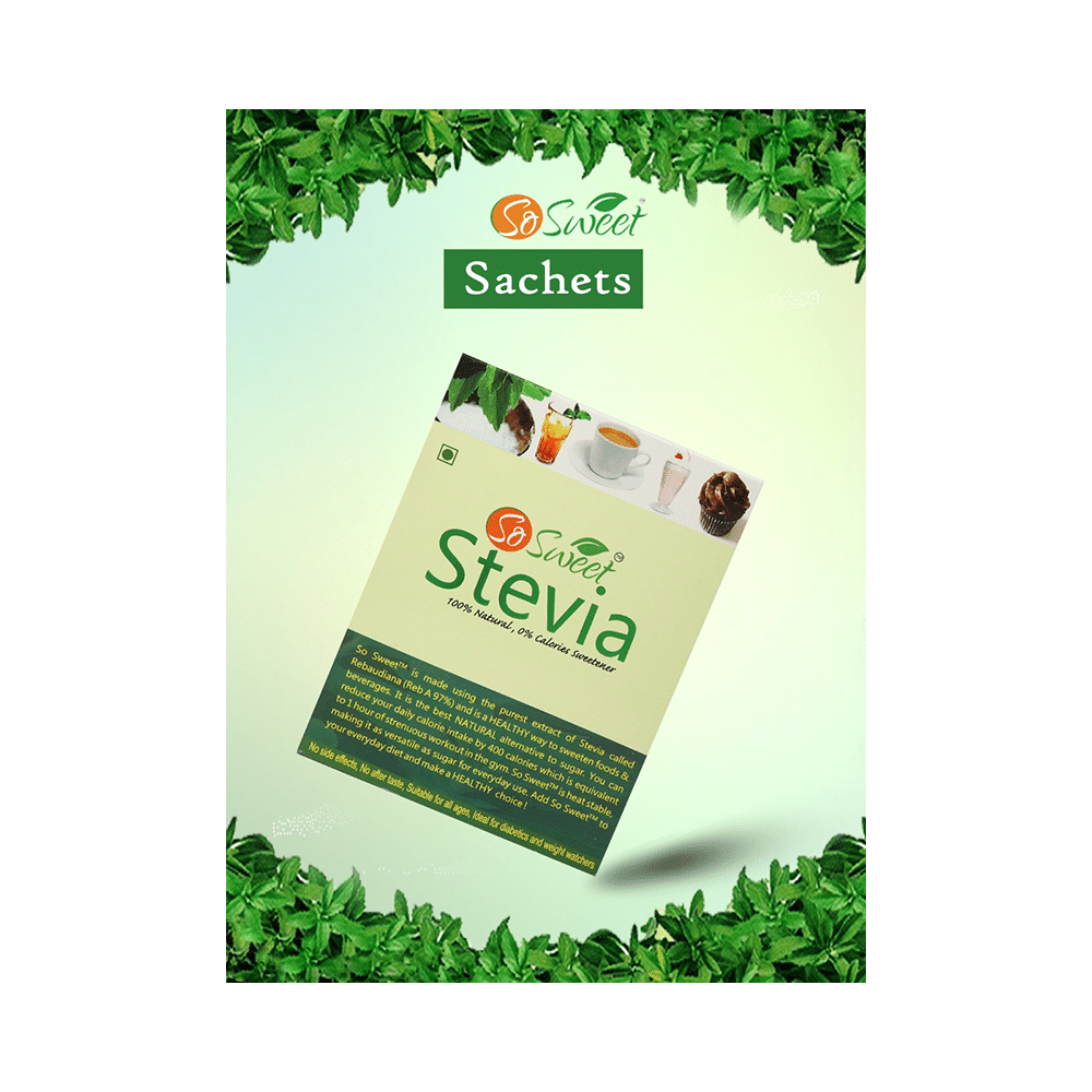 So Sweet Stevia Natural Sweetener for Diabetics | Zero Calorie | Sachet - Image 3
