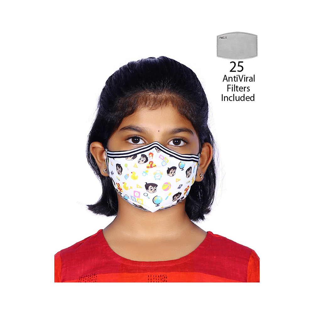 Vibe Chhota Bheem Premium Re-Usable Face Mask for Kids with 25 Filters Free Size Gift - Image 5