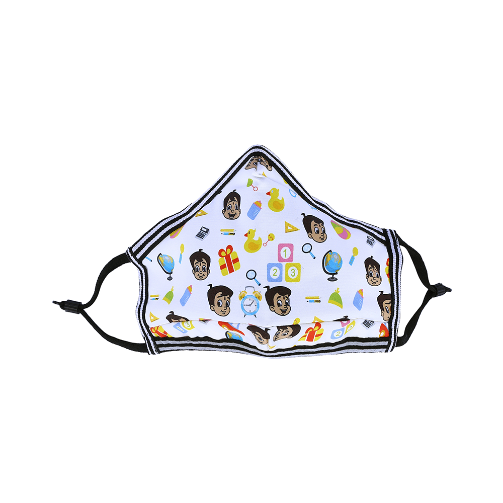 Vibe Chhota Bheem Premium Re-Usable Face Mask for Kids with 25 Filters Free Size Gift