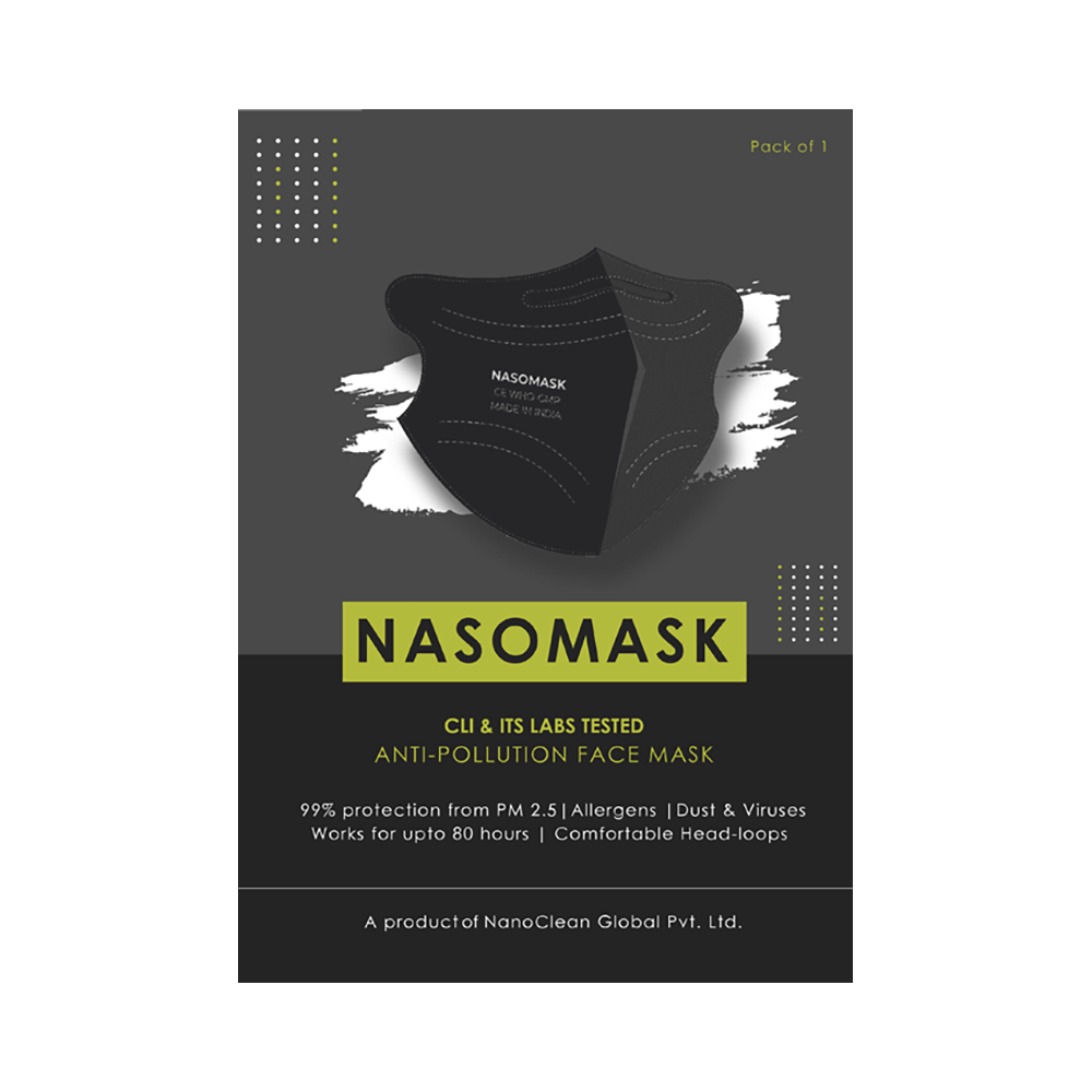 Nasomask N95 Anti-Pollution Face Mask with Headloop Black Normal Design