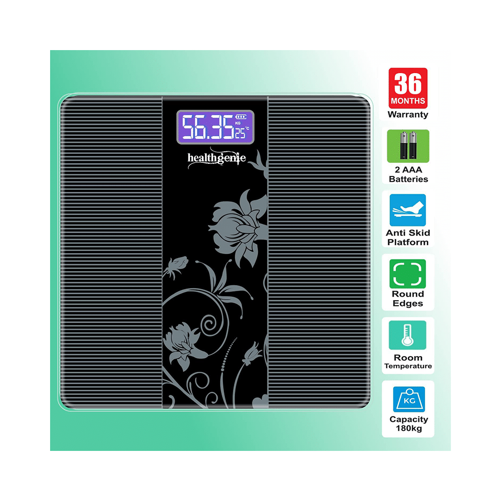 Healthgenie 3379 Electronic Digital Weighing Machine Black - Image 4