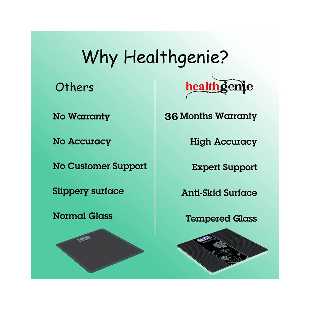 Healthgenie 3379 Electronic Digital Weighing Machine Black - Image 3
