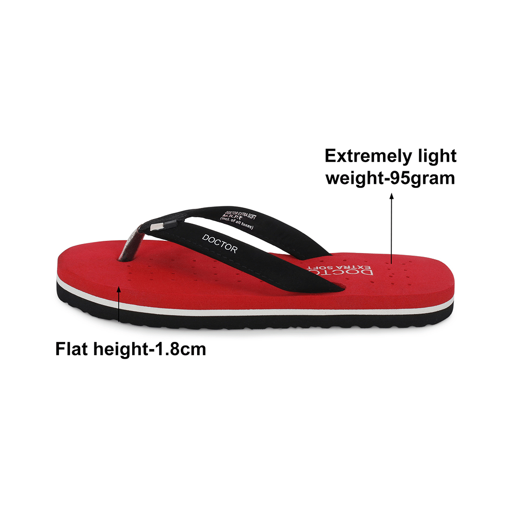 Doctor Extra Soft Ortho Care Orthopaedic Diabetic Pregnancy Comfort Flat Flipflops Slippers For Women 3 Red - Image 3