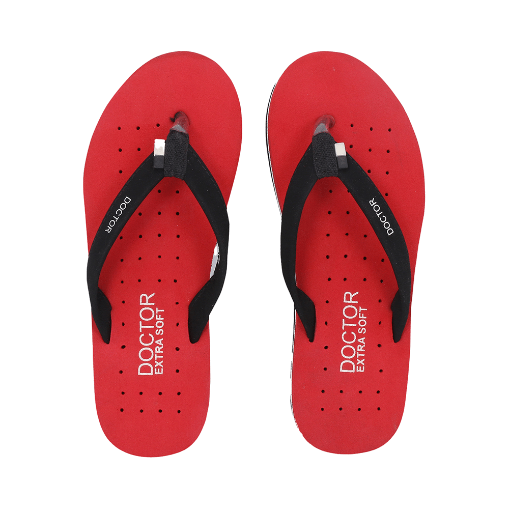 Doctor Extra Soft Ortho Care Orthopaedic Diabetic Pregnancy Comfort Flat Flipflops Slippers For Women 3 Red - Image 1