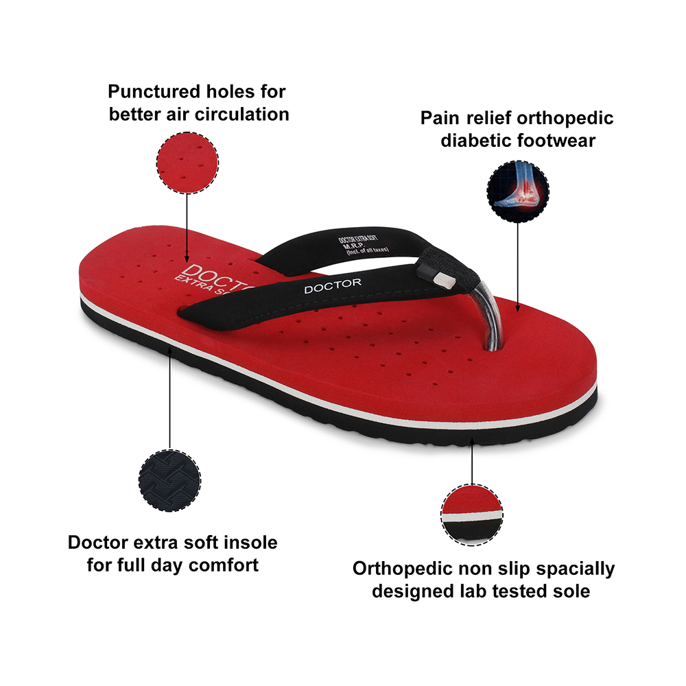 Doctor Extra Soft Ortho Care Orthopaedic Diabetic Pregnancy Comfort Flat Flipflops Slippers For Women 3 Red - Image 10