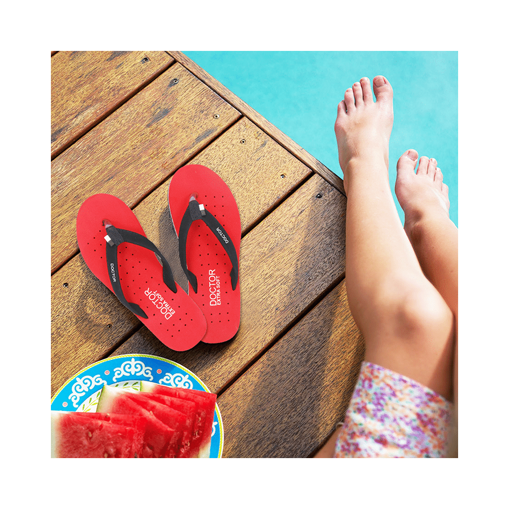 Doctor Extra Soft Ortho Care Orthopaedic Diabetic Pregnancy Comfort Flat Flipflops Slippers For Women 3 Red - Image 12