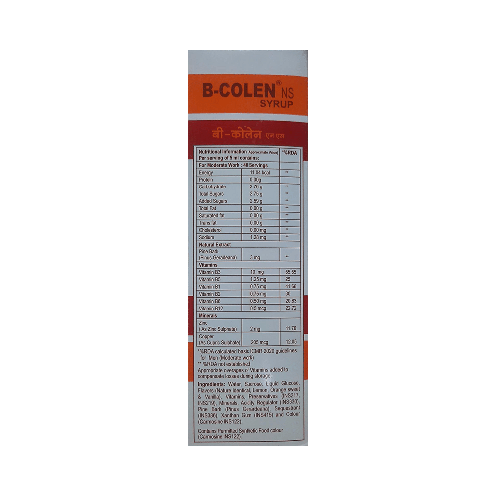 B Colen NS Syrup Lemon, Orange Sweet & Vanilla Gluten Free - Image 2