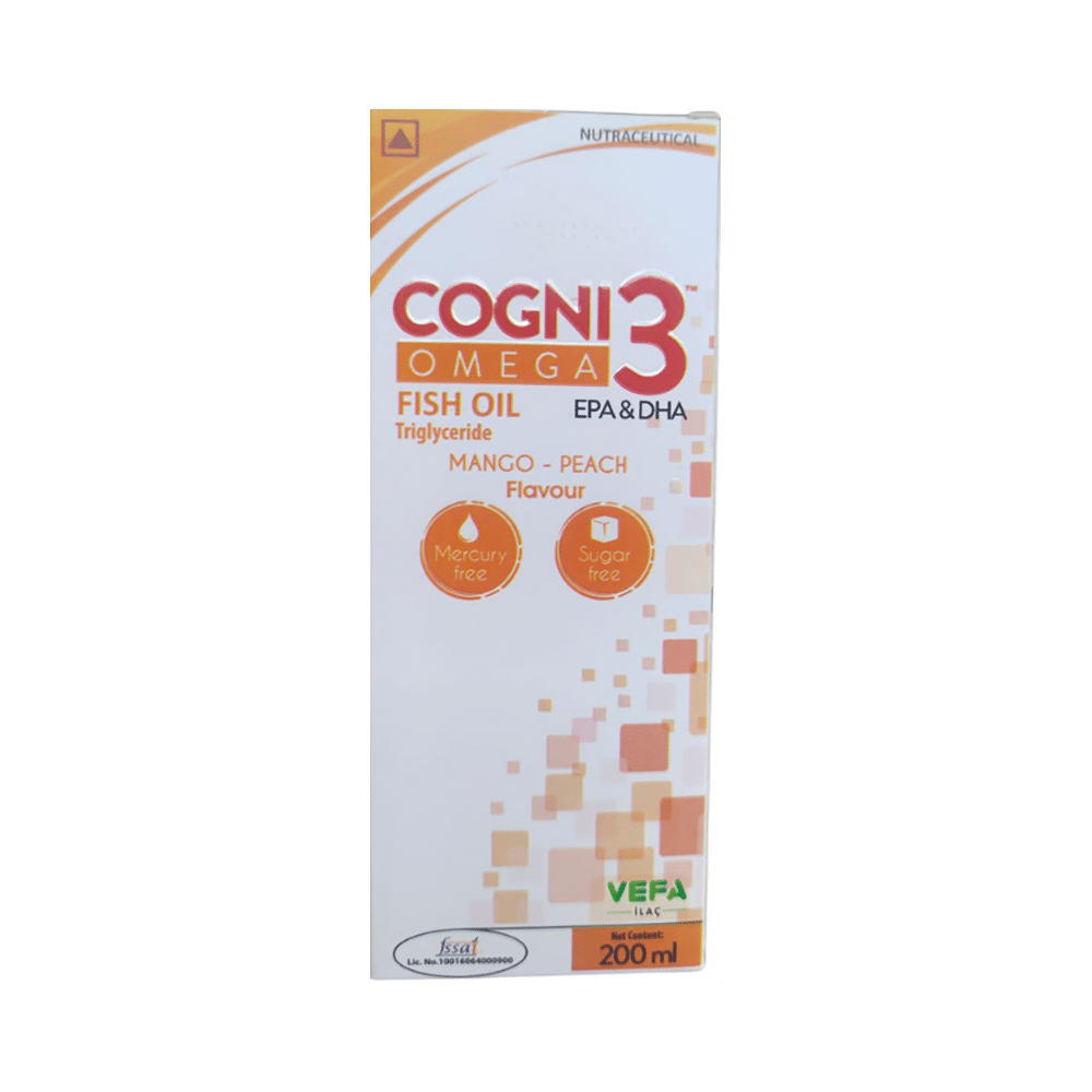 Cogni 3 Syrup with Omega 3 Fish Oil (EPA & DHA) | Sugar-Free | Flavour Mango Peach - Image 4