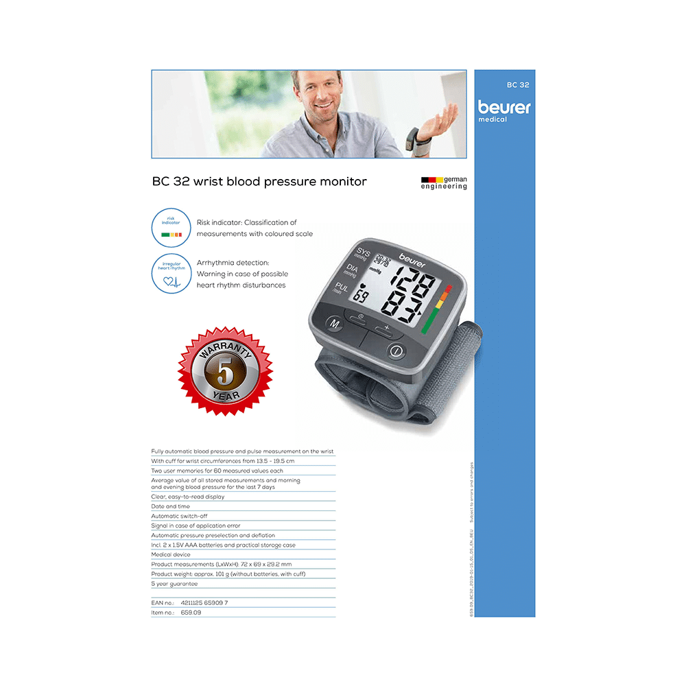Beurer BC 32 Wrist Blood Pressure Monitor - Image 2
