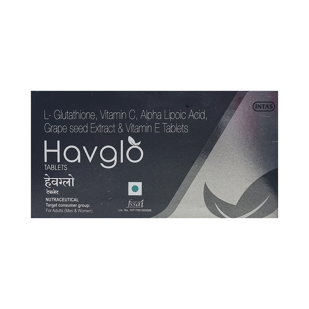 Havglo Tablet with Glutathione, Vitamin C, ALA, Grape Seed Extract & Vitamin E