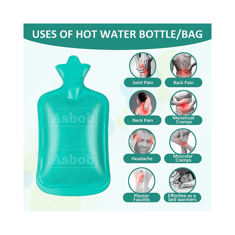 Asbob Healthcare Healthcare Hot Water Bottle, Hot Water Bag for Pain Relief and Cramps Green - Image 5