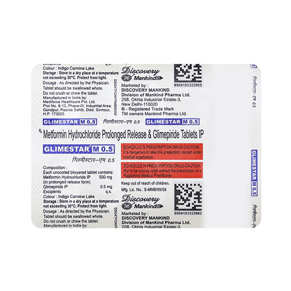 Glimestar-M 0.5mg/500mg Tablet
