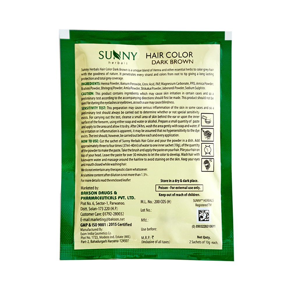 Sunny Herbals Hair Color Dark Brown Sachet - Image 2