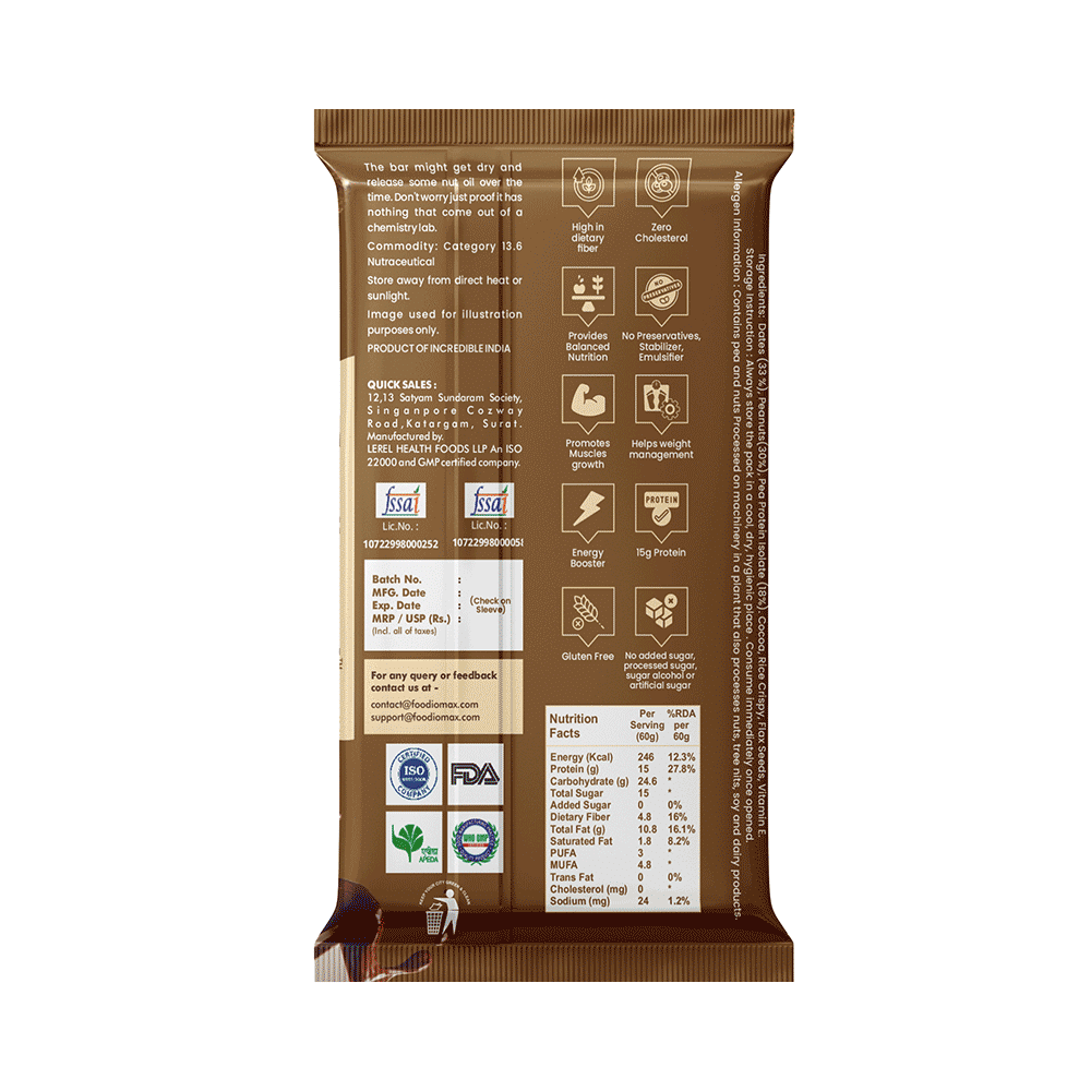 Foodiomax Protien Bar (60gm Each) 2 Coffee Choco & 2 Peanut Choco - Image 5