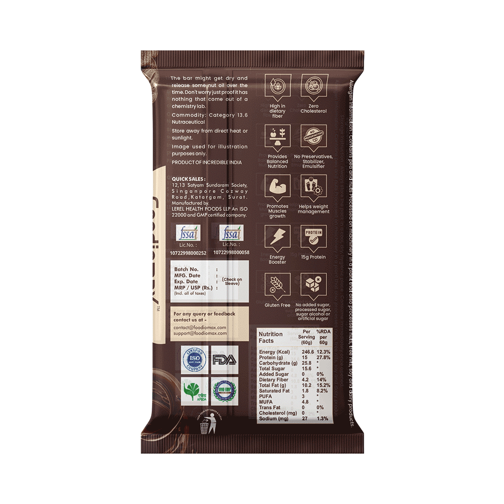 Foodiomax Protien Bar (60gm Each) 2 Coffee Choco & 2 Peanut Choco - Image 3