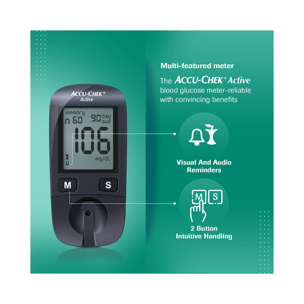 Accu-Chek Combo Pack of Active Blood Glucose Monitoring System with 10 Strip Free & Accu-Chek Active 25 Strip - Image 7