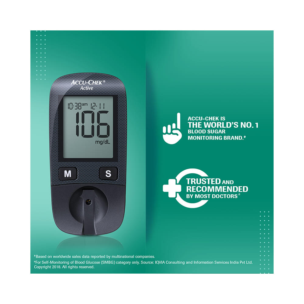 Accu-Chek Combo Pack of Active Blood Glucose Monitoring System with 10 Strip Free & Accu-Chek Active 25 Strip - Image 5