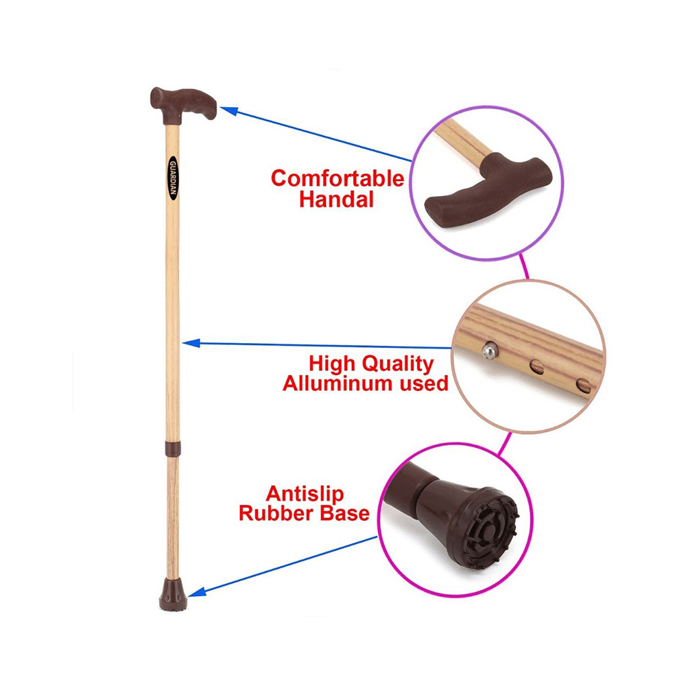 Guardian Adjustable Walking Stick Wooden Steel - Image 2