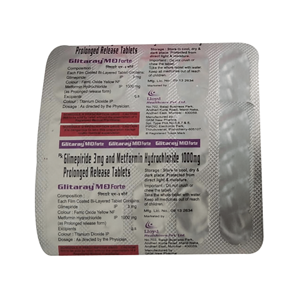Glitaray M Forte 3mg/1000mg Tablet