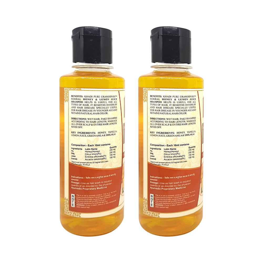 Khadi Pure Herbal Honey & Lemon Juice Shampoo (210ml Each) - Image 2