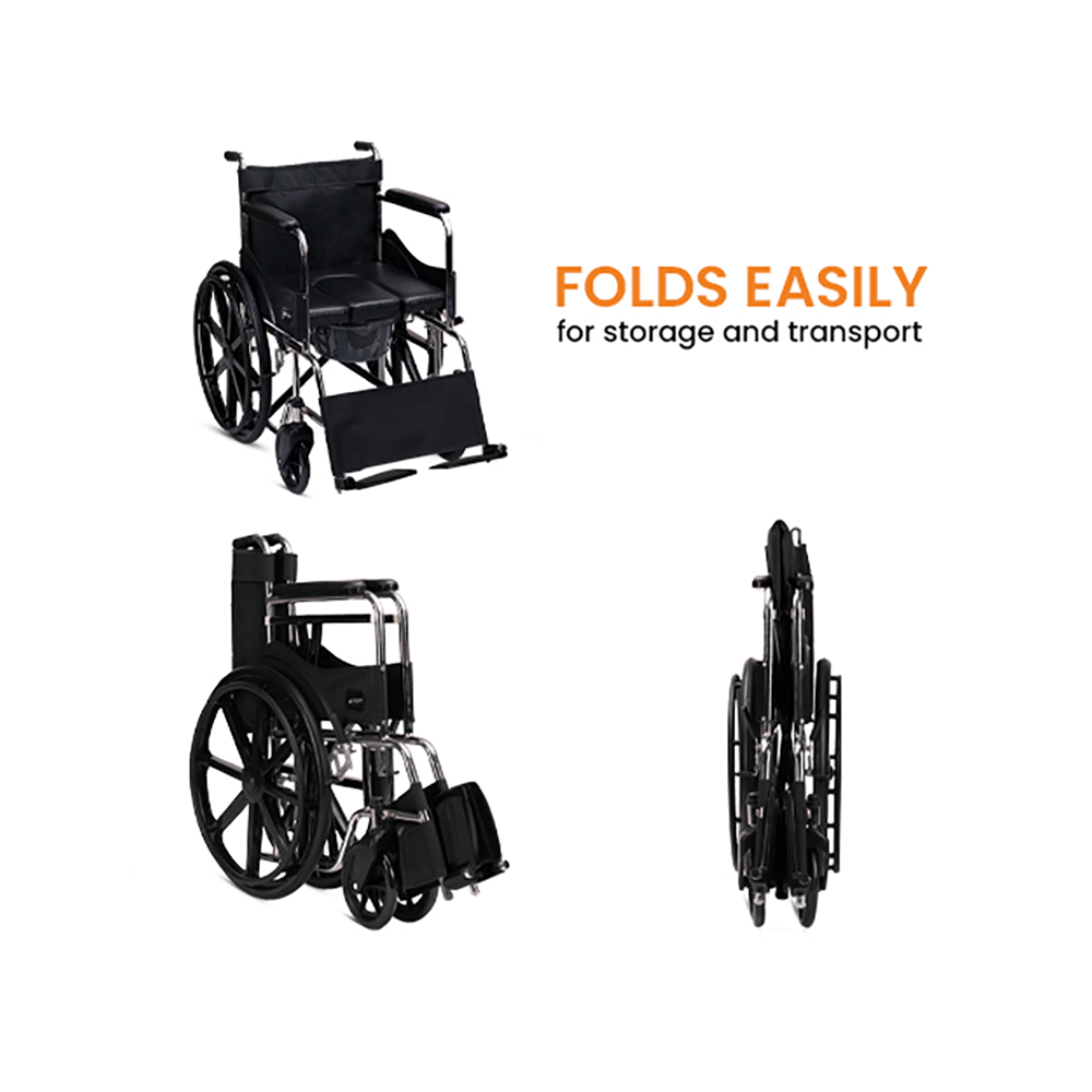 Arcatron Mobility FSC100 Foldable Commode Wheelchair - Image 2