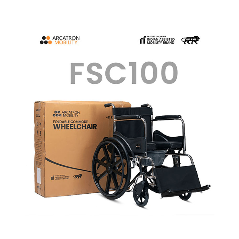 Arcatron Mobility FSC100 Foldable Commode Wheelchair - Image 6
