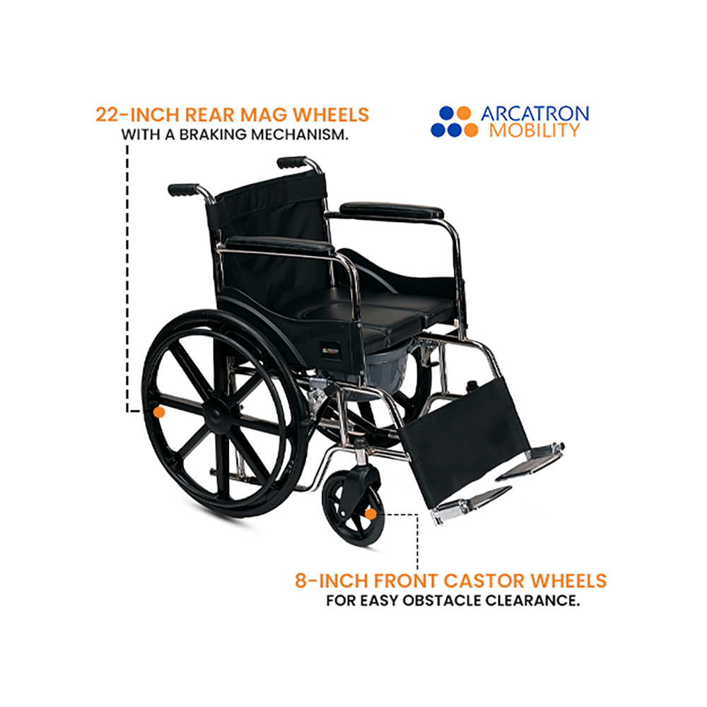 Arcatron Mobility FSC100 Foldable Commode Wheelchair - Image 3