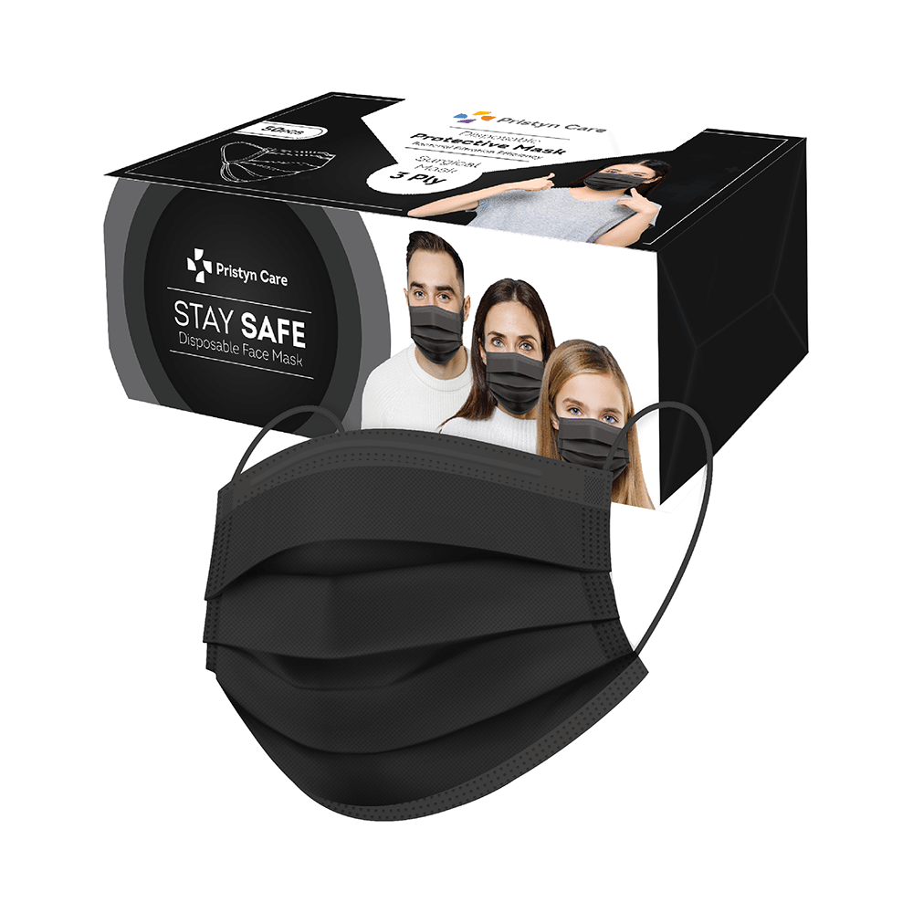beatXP 3-Ply Disposable Mask with Nose Pin Black - Image 1