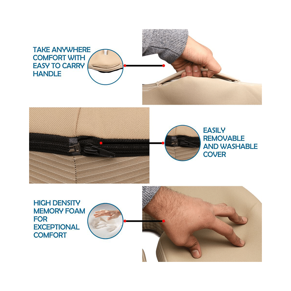Sleepsia Advance Orthopaedic Coccyx Seat Cushion/Pillow with Memory Foam Beige - Image 3
