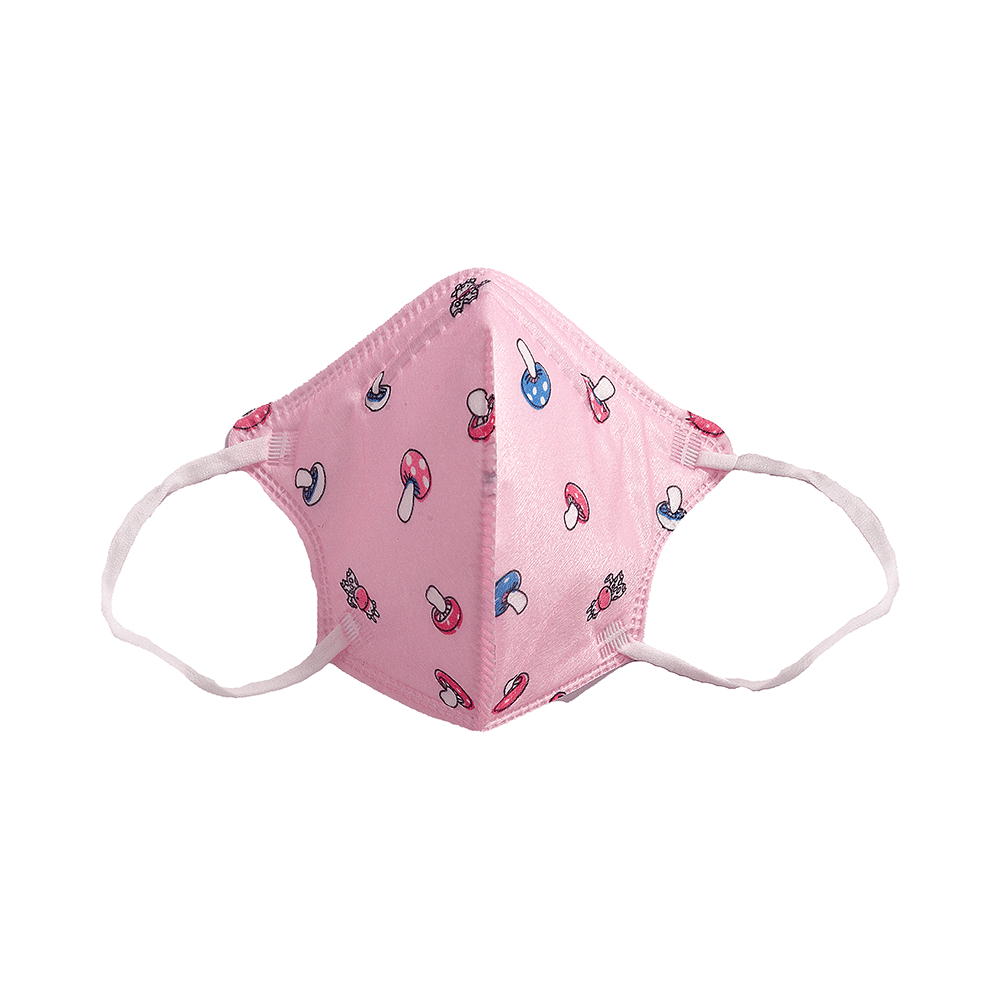 Advind Healthcare Smog Guard N95 Kids Mask without Valve for 4-12 Years Pink Mushroom Design - Image 5