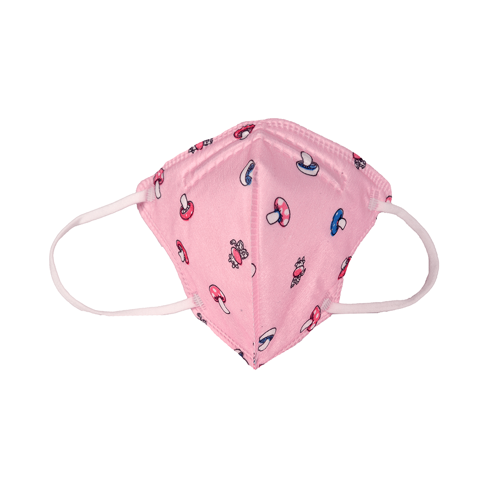 Advind Healthcare Smog Guard N95 Kids Mask without Valve for 4-12 Years Pink Mushroom Design - Image 3
